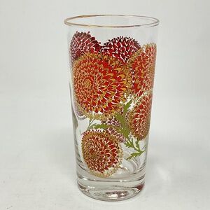Set of 8 Bartlett Collins Red Chrysanthemum High Ball Glasses